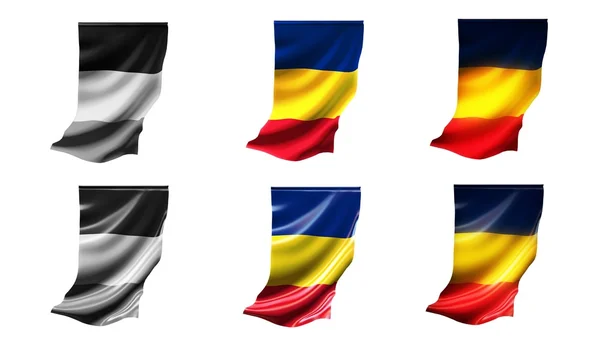 Rumänische Flaggen schwenken Set 6 in 1 vertikalen Stilen — Stockfoto