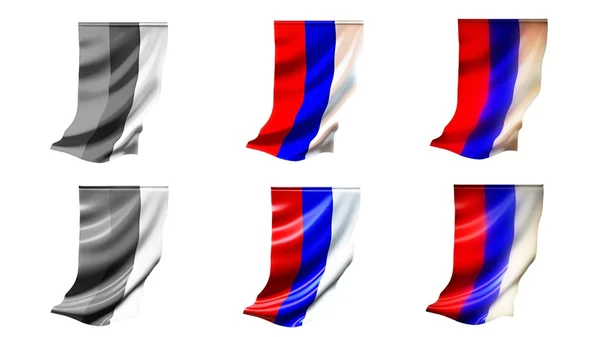 Drapeaux russie agitant ensemble 6 en 1 styles verticaux — Photo