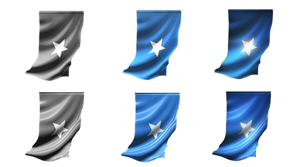 Somalia  flags waving set 6 in 1 vertical styles — Stock Photo, Image