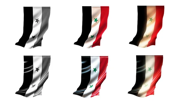 Drapeaux syria agitant ensemble 6 en 1 styles verticaux — Photo