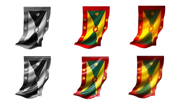 Grenada-Fahnen wehen Set 6 in 1 vertikalen Stilen — Stockfoto