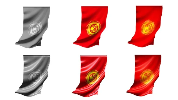 Kyrgyzstán vlají sada 6 v 1 vertikální styly — Stock fotografie