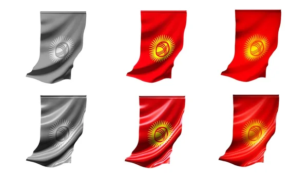 키르기스스탄 깃발을 흔들며 6에 1 수직 스타일 설정 — 스톡 사진