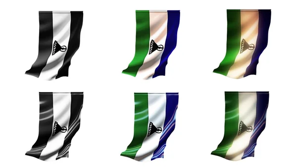 ชุดธงเลโซโท 6 in 1 รูปแบบแนวตั้ง — ภาพถ่ายสต็อก