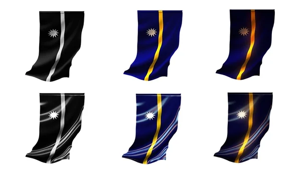 Науру прапорів на розмахуючи встановити 6 в 1 вертикальні стилів — стокове фото