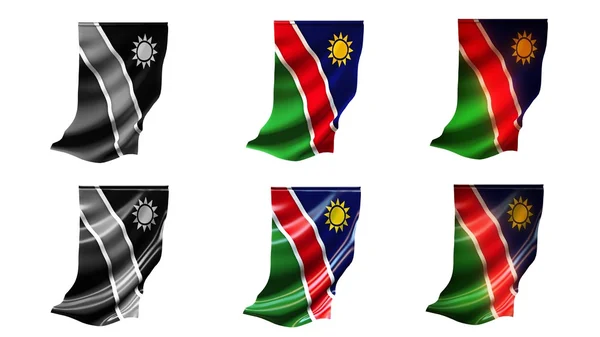 Bandeiras da Namíbia acenando set 6 em 1 estilos verticais — Fotografia de Stock