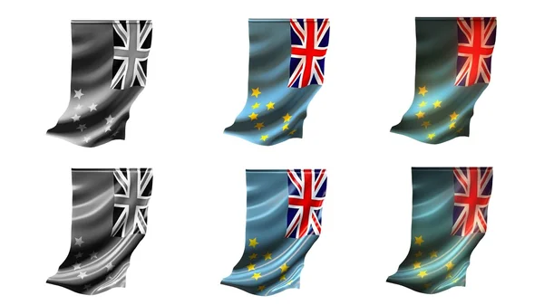 Tuvalu vlaggen zwaaien instellen 6 in 1 verticale stijlen — Stockfoto
