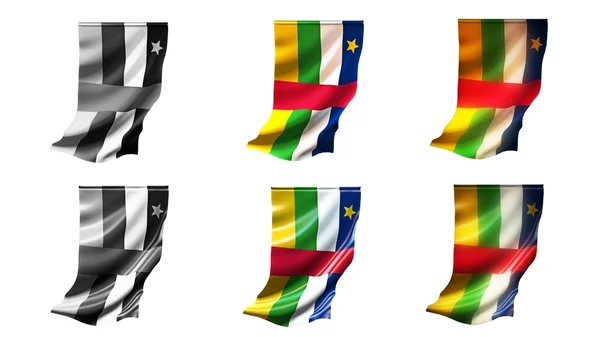 Centraal-Afrikaanse Republiek vlaggen zwaaien instellen 6 in 1 verticale stijlen — Stockfoto