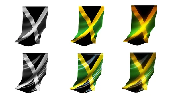 Ямайка прапорів на розмахуючи встановити 6 в 1 вертикальні стилів — стокове фото