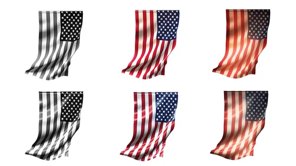 États-unis de drapeaux américains agitant ensemble 6 en 1 styl vertical — Photo