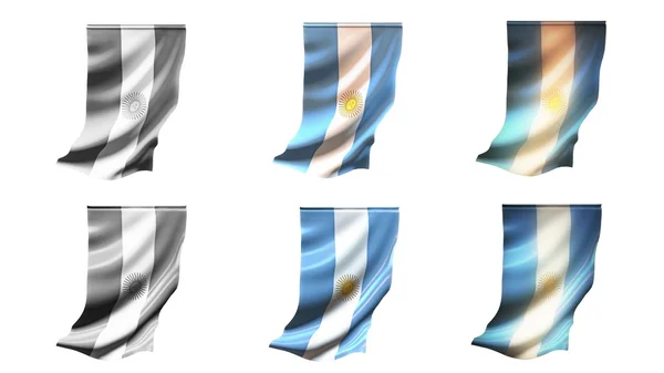 Bandeiras argentina acenando conjunto 6 em 1 estilos verticais — Fotografia de Stock