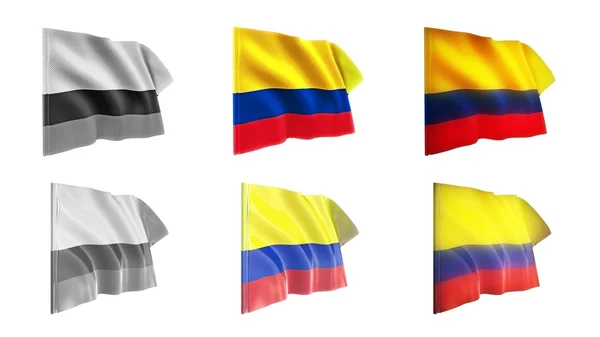 Banderas de colombia ondeando 6 en 1 estilos athwart — Foto de Stock