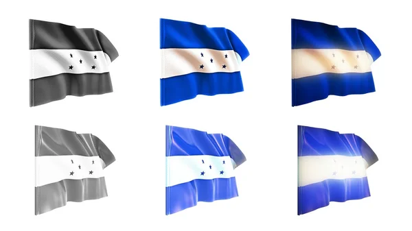 Honduras vlaggen zwaaien ingesteld 6 in 1 athwart stijlen — Stockfoto