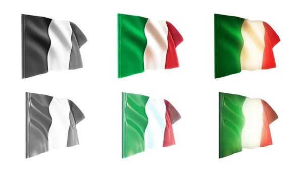 Itálie vlají sada 6 v 1 kobylku styly — Stock fotografie