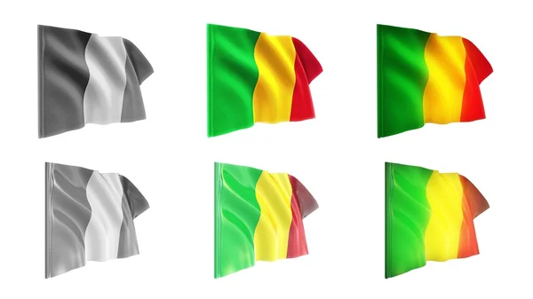 Banderas de malí ondeando conjunto 6 en 1 estilos athwart — Foto de Stock