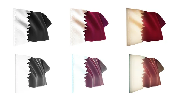 Drapeaux qatar agitant ensemble 6 en 1 styles de verrue — Photo