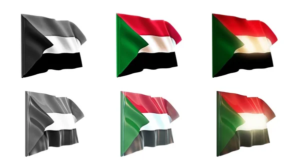 Sudan-Fahnen schwenkend Set 6 in 1 athwart style — Stockfoto