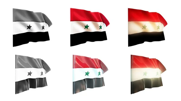 Drapeaux syria agitant ensemble 6 en 1 styles de verrue — Photo