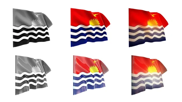 Bandeiras Kiribati acenando set 6 em 1 estilos athwart — Fotografia de Stock