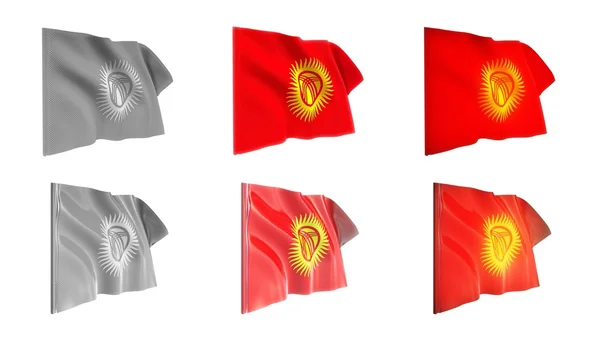 Киргизия флаги размахивая набор 6 в 1 athwart стилей — стоковое фото