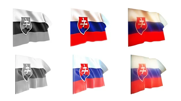 Bandeiras Eslováquia acenando definido 6 em 1 estilos athwart — Fotografia de Stock