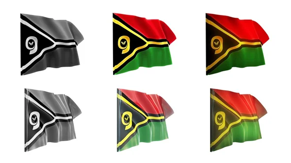 Bandeiras Vanuatu acenando set 6 em 1 estilos athwart — Fotografia de Stock