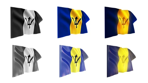 Barbados vlají sada 6 v 1 kobylku styly — Stock fotografie
