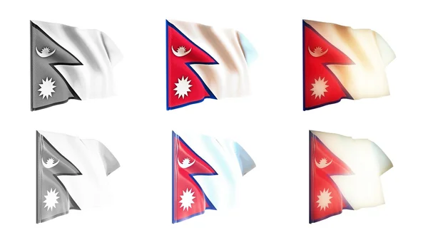 Drapeaux nepal agitant ensemble 6 en 1 styles de verrue — Photo