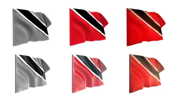 Trinidad & banderas de tobago ondeando conjunto 6 en 1 estilos de athwart — Foto de Stock