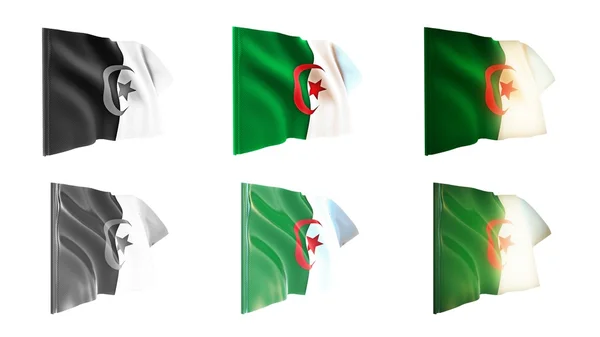 Algéria lengedező zászlók készlet 6 in 1 hintenek stílusok — Stock Fotó