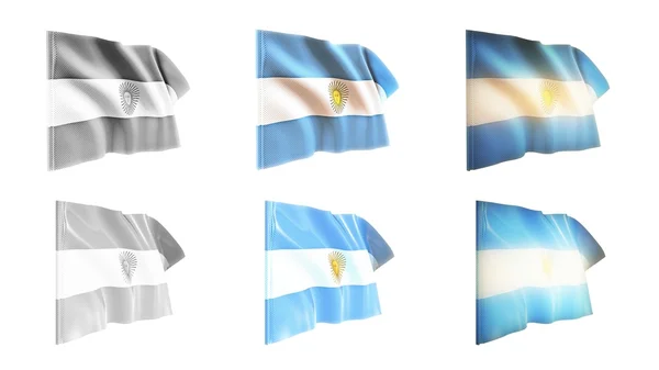 Bandeiras argentina acenando definido 6 em 1 estilos athwart — Fotografia de Stock