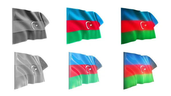 Azerbaijan drapeaux agitant ensemble 6 en 1 styles de verrue — Photo