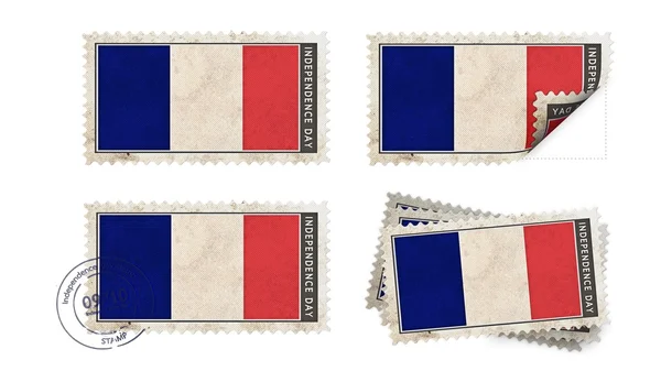 Frankrijk vlag op stempel Onafhankelijkheidsdag set — Stockfoto
