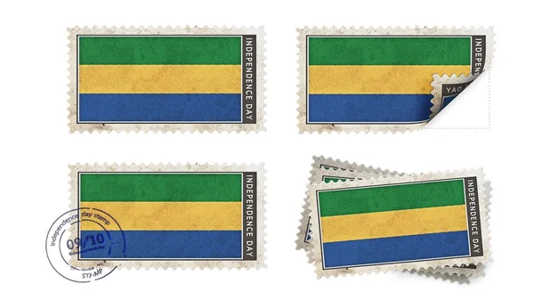 Gabon bandiera il timbro indipendenza giorno impostato — Foto Stock