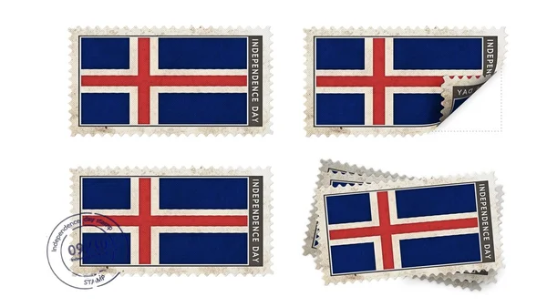 Drapeau Islande sur timbre indépendance jour fixé — Photo