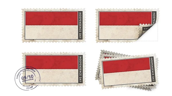 Bandera de indonesia en el día de la independencia del sello establecido —  Fotos de Stock