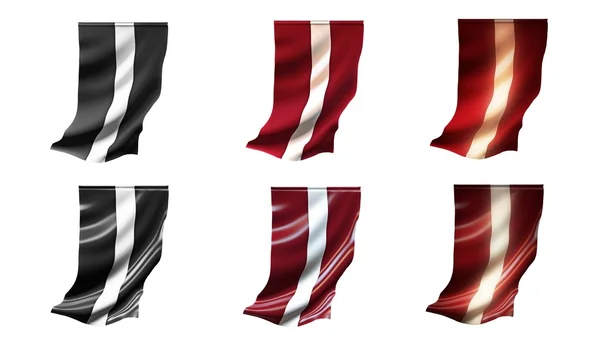 Latvia  flags waving set 6 in 1 vertical styles — Stock Photo, Image