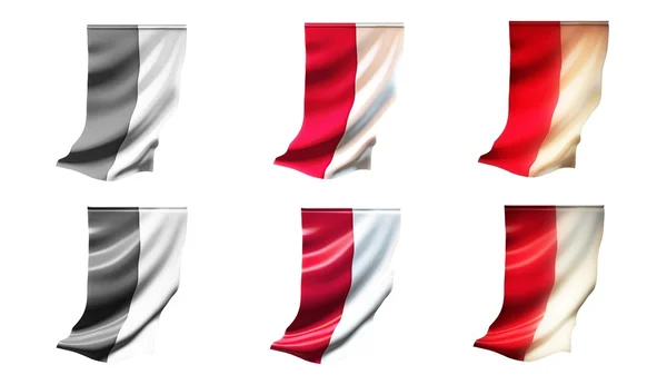 Poland  flags waving set 6 in 1 vertical styles — Stock Photo, Image