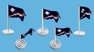 Marshall Adaları bayrakları beyaz iğne ile birden çok görünüm ayarlayın