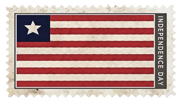 Liberia flag on stamp independence day big size — Stock Photo, Image