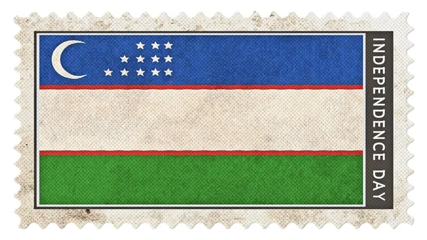 Vlajka Uzbekistánu na razítko den nezávislosti velké velikosti — Stock fotografie