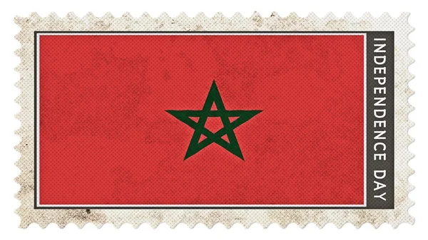 Vlajka Maroka na razítko den nezávislosti velké velikosti — Stock fotografie