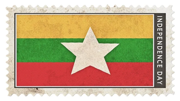 Myanmar bandera en sello independencia día gran tamaño — Foto de Stock
