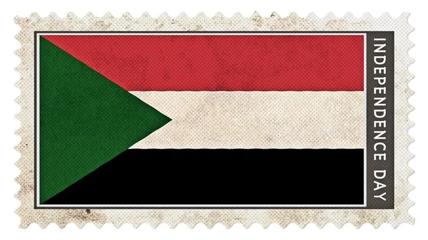 Súdán vlajka na razítko den nezávislosti velké velikosti — Stock fotografie