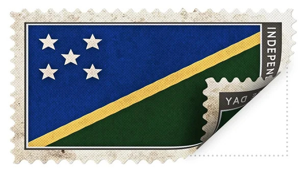 Solomon islands flag on stamp independence day be ajar — Stock Photo, Image