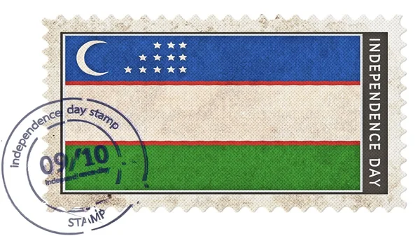Bandera de Uzbekistán en el día de la independencia del sello con bomba de fecha — Foto de Stock
