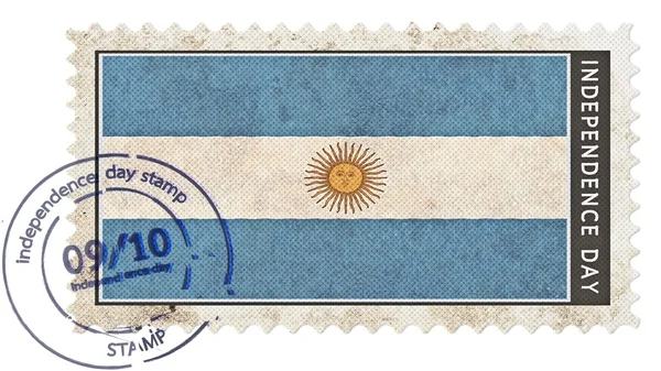 Bandeira argentina no dia da independência do selo com bomba de data — Fotografia de Stock
