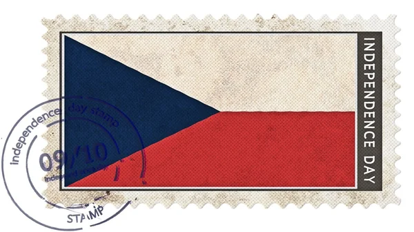 Bandeira da república checa no dia da independência do selo com bomba de data — Fotografia de Stock