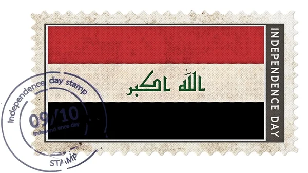 Bandiera iraq il giorno dell'indipendenza del timbro con pompa data — Foto Stock