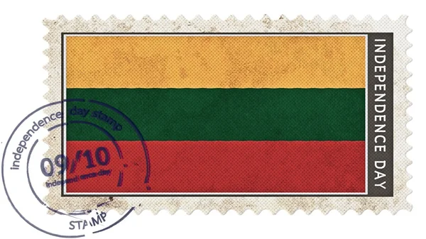 Bandera lithuania en el día de la independencia del sello con bomba de fecha — Foto de Stock